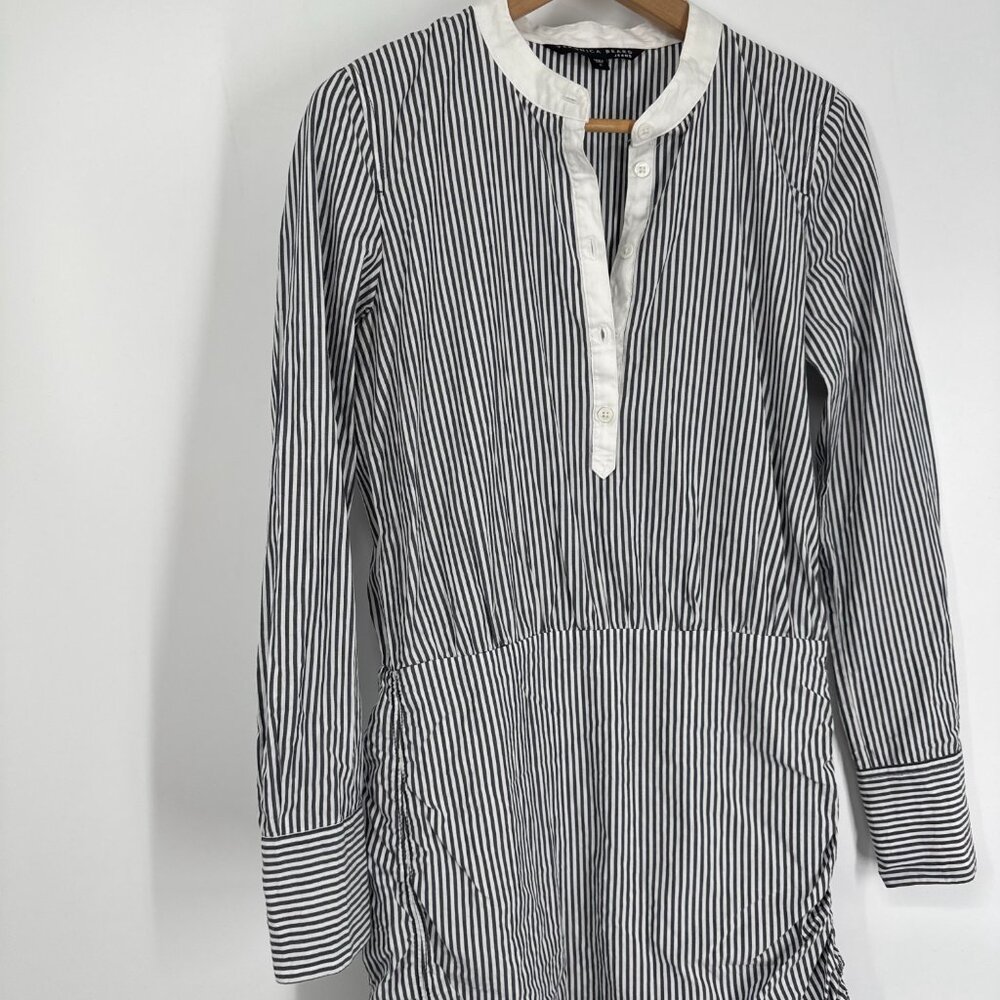 Veronica Beard Everett Gray Striped Ruched Long Sleeve Dress Size S - Picture 5 of 14